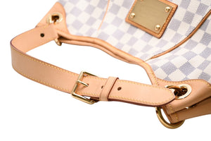 極美品 LOUIS VUITTON ルイヴィトン ガリエラPM ダミエ アズール ハンドバッグ ホワイト N55215 PVC レザー 中古 4b011554