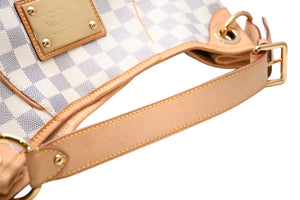 極美品 LOUIS VUITTON ルイヴィトン ガリエラPM ダミエ アズール ハンドバッグ ホワイト N55215 PVC レザー 中古 4b011554