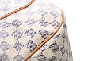 極美品 LOUIS VUITTON ルイヴィトン ガリエラPM ダミエ アズール ハンドバッグ ホワイト N55215 PVC レザー 中古 4b011554