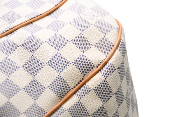 極美品 LOUIS VUITTON ルイヴィトン ガリエラPM ダミエ アズール ハンドバッグ ホワイト N55215 PVC レザー 中古 4b011554