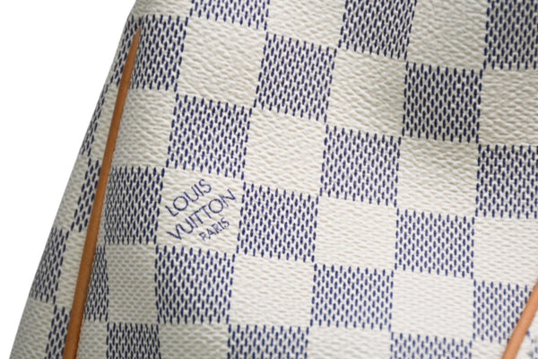 極美品 LOUIS VUITTON ルイヴィトン ガリエラPM ダミエ アズール ハンドバッグ ホワイト N55215 PVC レザー 中古 4b011554