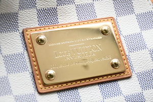 極美品 LOUIS VUITTON ルイヴィトン ガリエラPM ダミエ アズール ハンドバッグ ホワイト N55215 PVC レザー 中古 4b011554