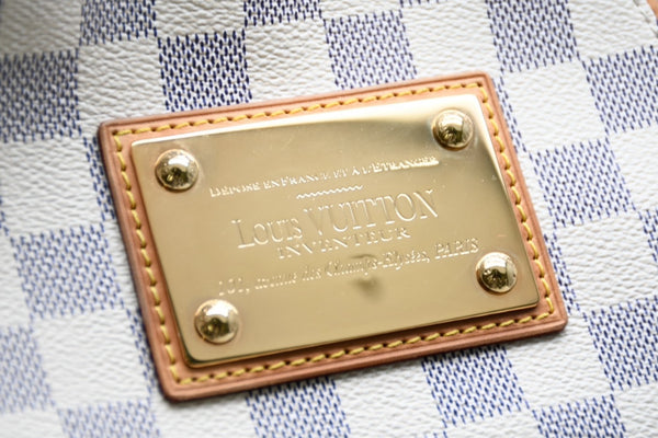 極美品 LOUIS VUITTON ルイヴィトン ガリエラPM ダミエ アズール ハンドバッグ ホワイト N55215 PVC レザー 中古 4b011554
