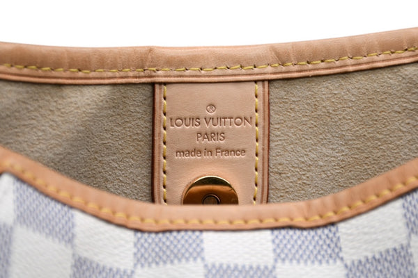 極美品 LOUIS VUITTON ルイヴィトン ガリエラPM ダミエ アズール ハンドバッグ ホワイト N55215 PVC レザー 中古 4b011554