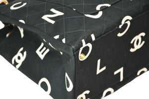 極美品 CHANEL シャネル ハンドバッグ キルティング ハンドバック 1996年製 ブラック ホワイト コットンキャンバス ゴールド金具 中古 4b013006