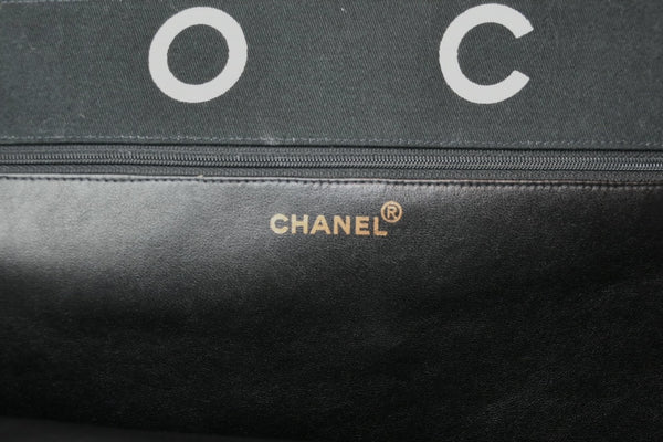 極美品 CHANEL シャネル ハンドバッグ キルティング ハンドバック 1996年製 ブラック ホワイト コットンキャンバス ゴールド金具 中古 4b013006