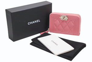 極美品 CHANEL シャネル ボーイシャネル ジップコインパース コインケース A80602 ランダム番台 ココマーク キャビアスキン 中古 4b013194