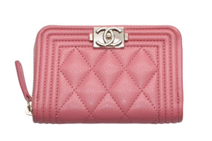 極美品 CHANEL シャネル ボーイシャネル ジップコインパース コインケース A80602 ランダム番台 ココマーク キャビアスキン 中古 4b013194