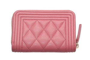 極美品 CHANEL シャネル ボーイシャネル ジップコインパース コインケース A80602 ランダム番台 ココマーク キャビアスキン 中古 4b013194