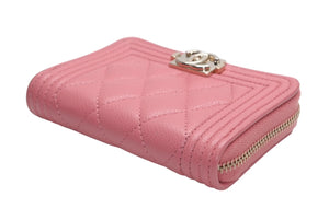 極美品 CHANEL シャネル ボーイシャネル ジップコインパース コインケース A80602 ランダム番台 ココマーク キャビアスキン 中古 4b013194