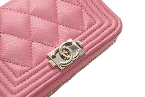 極美品 CHANEL シャネル ボーイシャネル ジップコインパース コインケース A80602 ランダム番台 ココマーク キャビアスキン 中古 4b013194