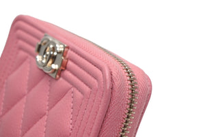 極美品 CHANEL シャネル ボーイシャネル ジップコインパース コインケース A80602 ランダム番台 ココマーク キャビアスキン 中古 4b013194