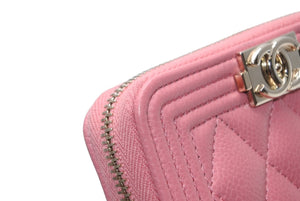 極美品 CHANEL シャネル ボーイシャネル ジップコインパース コインケース A80602 ランダム番台 ココマーク キャビアスキン 中古 4b013194