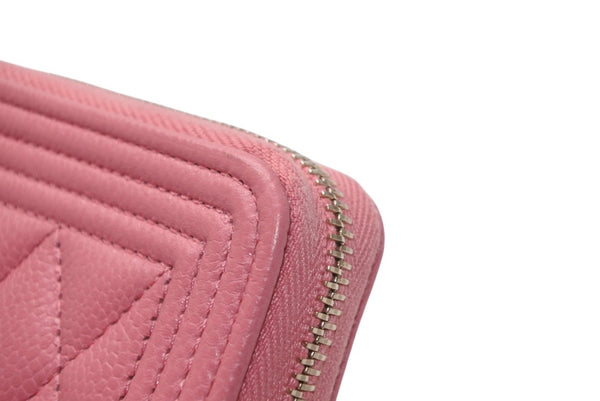 極美品 CHANEL シャネル ボーイシャネル ジップコインパース コインケース A80602 ランダム番台 ココマーク キャビアスキン 中古 4b013194