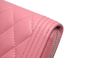 極美品 CHANEL シャネル ボーイシャネル ジップコインパース コインケース A80602 ランダム番台 ココマーク キャビアスキン 中古 4b013194