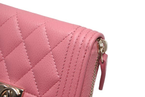 極美品 CHANEL シャネル ボーイシャネル ジップコインパース コインケース A80602 ランダム番台 ココマーク キャビアスキン 中古 4b013194
