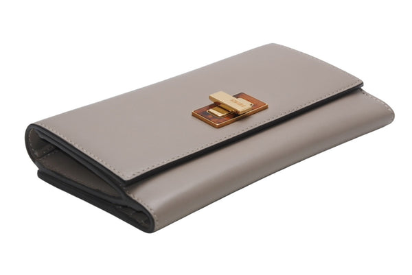 FENDI フェンディ ピーカブー コンチネンタル 長財布 8M0308 レザー グレージュ べっ甲カラー 美品 中古 4b013236