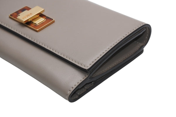 FENDI フェンディ ピーカブー コンチネンタル 長財布 8M0308 レザー グレージュ べっ甲カラー 美品 中古 4b013236
