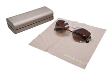 Load image into Gallery viewer, 極美品 BVLGARI ブルガリ サングラス アイウェア 6185-B 278/13 サイズ57□17 140 ラインストーン ブラウン 中古 4b013241