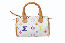 Load image into Gallery viewer, LOUIS VUITTON ルイヴィトン モノグラム マルチカラー ミニスピーディ ハンドバッグ M92645 PVC ヌメ革 ホワイト 村上隆 良品 中古 4b001320