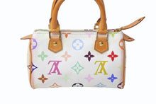 Load image into Gallery viewer, LOUIS VUITTON ルイヴィトン モノグラム マルチカラー ミニスピーディ ハンドバッグ M92645 PVC ヌメ革 ホワイト 村上隆 良品 中古 4b001320