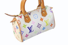Load image into Gallery viewer, LOUIS VUITTON ルイヴィトン モノグラム マルチカラー ミニスピーディ ハンドバッグ M92645 PVC ヌメ革 ホワイト 村上隆 良品 中古 4b001320