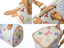 Load image into Gallery viewer, LOUIS VUITTON ルイヴィトン モノグラム マルチカラー ミニスピーディ ハンドバッグ M92645 PVC ヌメ革 ホワイト 村上隆 良品 中古 4b001320