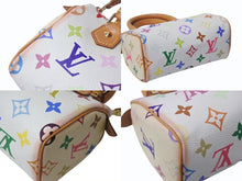 Load image into Gallery viewer, LOUIS VUITTON ルイヴィトン モノグラム マルチカラー ミニスピーディ ハンドバッグ M92645 PVC ヌメ革 ホワイト 村上隆 良品 中古 4b001320