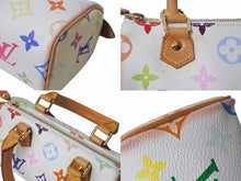 Load image into Gallery viewer, LOUIS VUITTON ルイヴィトン モノグラム マルチカラー ミニスピーディ ハンドバッグ M92645 PVC ヌメ革 ホワイト 村上隆 良品 中古 4b001320