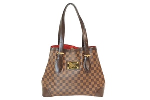 LOUIS VUITTON ルイヴィトン ハムステッドMM トートバッグ N51204 ダミエ エベヌ ブラウン PVC ダミエキャンバス 美品 中古 4b013231