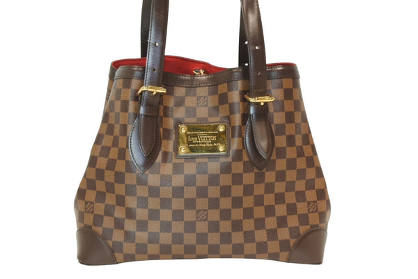 LOUIS VUITTON ルイヴィトン ハムステッドMM トートバッグ N51204 ダミエ エベヌ ブラウン PVC ダミエキャンバス 美品 中古 4b013231