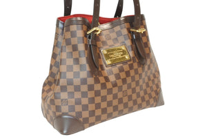 LOUIS VUITTON ルイヴィトン ハムステッドMM トートバッグ N51204 ダミエ エベヌ ブラウン PVC ダミエキャンバス 美品 中古 4b013231