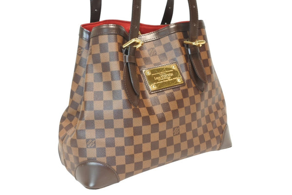 LOUIS VUITTON ルイヴィトン ハムステッドMM トートバッグ N51204 ダミエ エベヌ ブラウン PVC ダミエキャンバス 美品 中古 4b013231
