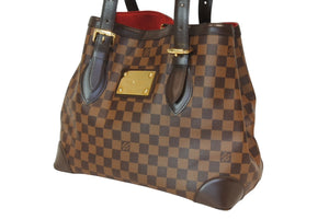 LOUIS VUITTON ルイヴィトン ハムステッドMM トートバッグ N51204 ダミエ エベヌ ブラウン PVC ダミエキャンバス 美品 中古 4b013231