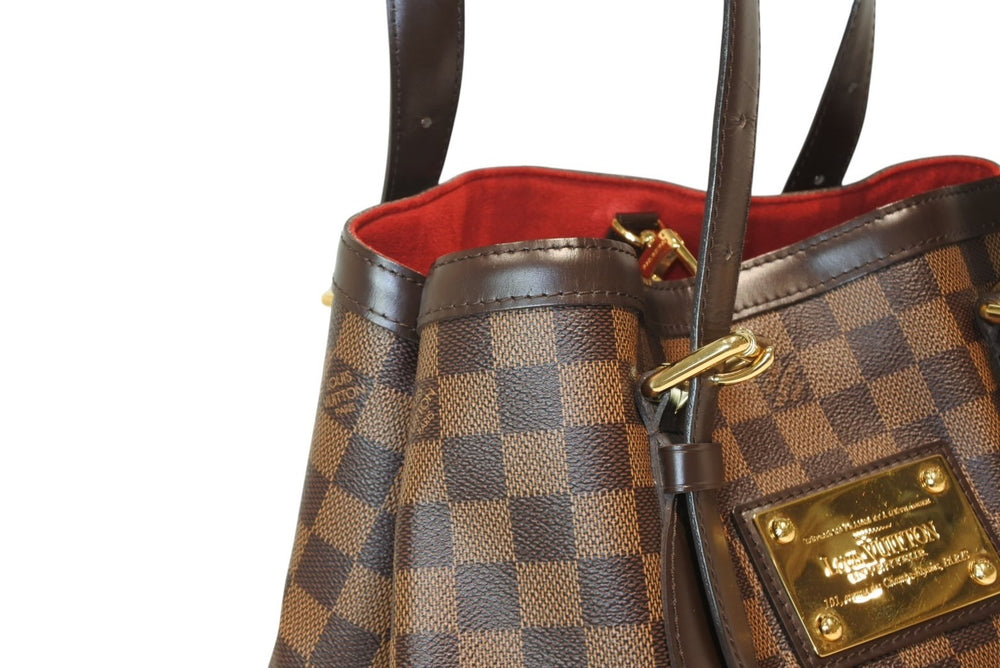 LOUIS VUITTON ルイヴィトン ハムステッドMM トートバッグ N51204 ダミエ エベヌ ブラウン PVC ダミエキャンバス 美品 中古 4b013231