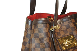 LOUIS VUITTON ルイヴィトン ハムステッドMM トートバッグ N51204 ダミエ エベヌ ブラウン PVC ダミエキャンバス 美品 中古 4b013231