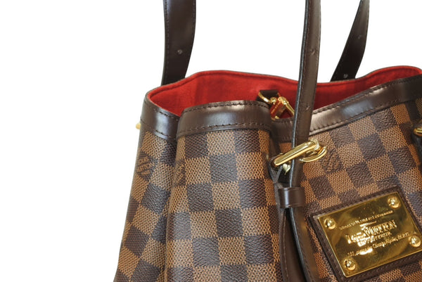 LOUIS VUITTON ルイヴィトン ハムステッドMM トートバッグ N51204 ダミエ エベヌ ブラウン PVC ダミエキャンバス 美品 中古 4b013231