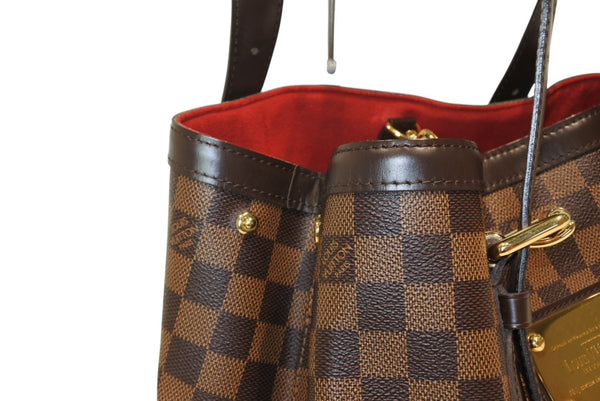 LOUIS VUITTON ルイヴィトン ハムステッドMM トートバッグ N51204 ダミエ エベヌ ブラウン PVC ダミエキャンバス 美品 中古 4b013231
