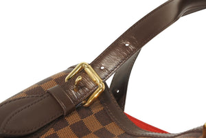 LOUIS VUITTON ルイヴィトン ハムステッドMM トートバッグ N51204 ダミエ エベヌ ブラウン PVC ダミエキャンバス 美品 中古 4b013231