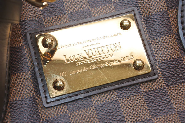 LOUIS VUITTON ルイヴィトン ハムステッドMM トートバッグ N51204 ダミエ エベヌ ブラウン PVC ダミエキャンバス 美品 中古 4b013231
