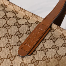 Load image into Gallery viewer, GUCCI グッチ シェリーライン GGキャンバス トートバッグ 308928 ベージュ ブラウン キャンバス レザー シルバー金具 美品 中古 4b013225