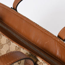 Load image into Gallery viewer, GUCCI グッチ シェリーライン GGキャンバス トートバッグ 308928 ベージュ ブラウン キャンバス レザー シルバー金具 美品 中古 4b013225