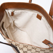 Load image into Gallery viewer, GUCCI グッチ シェリーライン GGキャンバス トートバッグ 308928 ベージュ ブラウン キャンバス レザー シルバー金具 美品 中古 4b013225