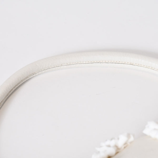極美品 PRADA プラダ ホーボー ワンショルダー ハンドバッグ 2211B ビーズ レザー ホワイト 中古 4b013428