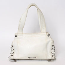 Load image into Gallery viewer, CHROME HEARTS クロムハーツJJ DEAN SMALL JJディーン スモール ハンドバッグ レザーライダース シルバ−925 ホワイト 美品 中古 4b013482
