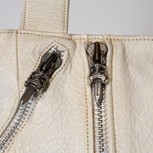 Load image into Gallery viewer, CHROME HEARTS クロムハーツJJ DEAN SMALL JJディーン スモール ハンドバッグ レザーライダース シルバ−925 ホワイト 美品 中古 4b013482