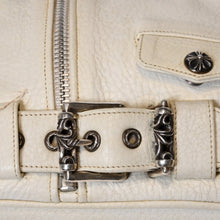Load image into Gallery viewer, CHROME HEARTS クロムハーツJJ DEAN SMALL JJディーン スモール ハンドバッグ レザーライダース シルバ−925 ホワイト 美品 中古 4b013482