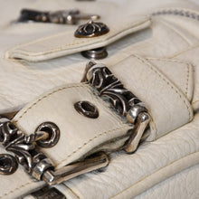 Load image into Gallery viewer, CHROME HEARTS クロムハーツJJ DEAN SMALL JJディーン スモール ハンドバッグ レザーライダース シルバ−925 ホワイト 美品 中古 4b013482