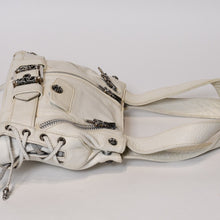 Load image into Gallery viewer, CHROME HEARTS クロムハーツJJ DEAN SMALL JJディーン スモール ハンドバッグ レザーライダース シルバ−925 ホワイト 美品 中古 4b013482