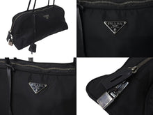 画像をギャラリービューアに読み込む, PRADA プラダ トートバッグ ハンドバッグ トライアングルロゴ イタリア製 ナイロン ブラック シルバー金具 美品 中古 4b001325